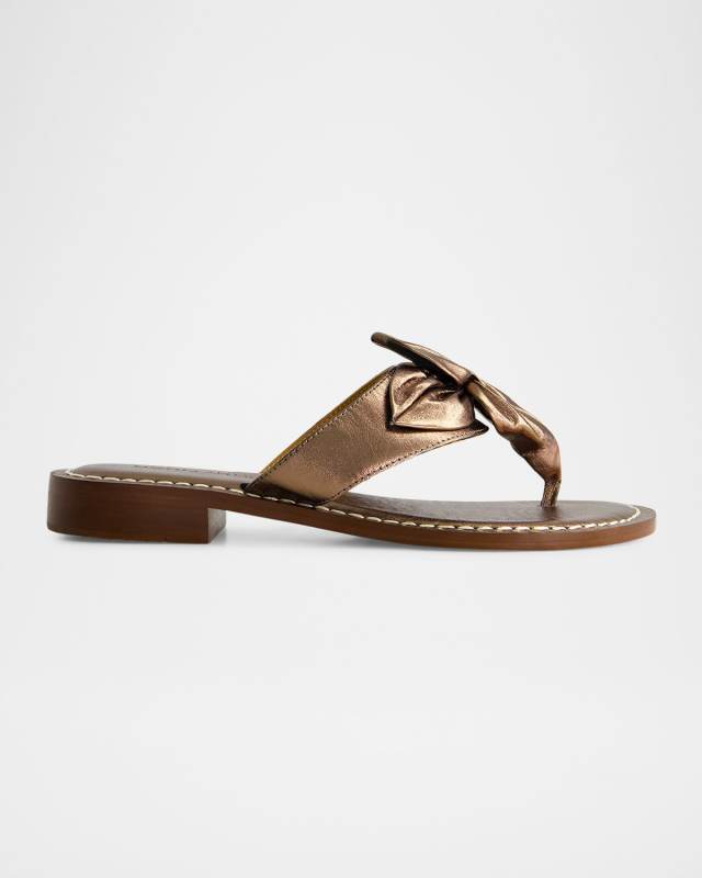 Taormina Metallic Flower Thong Sandals